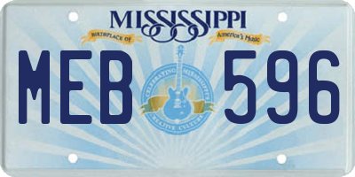 MS license plate MEB596