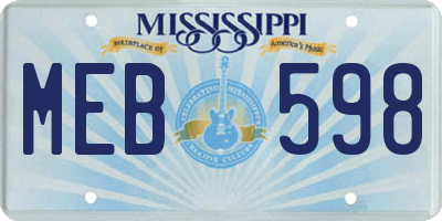MS license plate MEB598