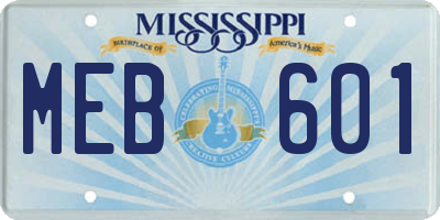 MS license plate MEB601