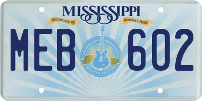 MS license plate MEB602