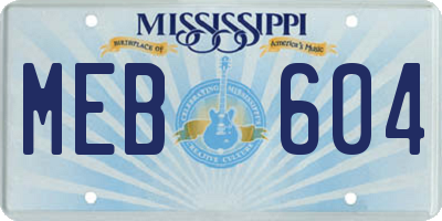 MS license plate MEB604
