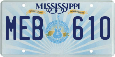 MS license plate MEB610