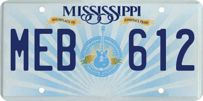 MS license plate MEB612