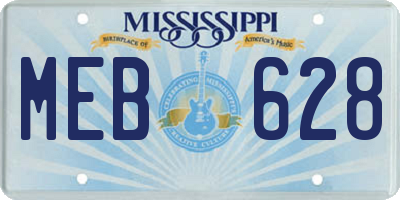 MS license plate MEB628
