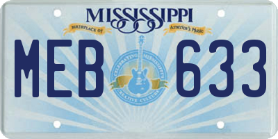 MS license plate MEB633