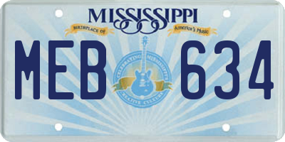 MS license plate MEB634