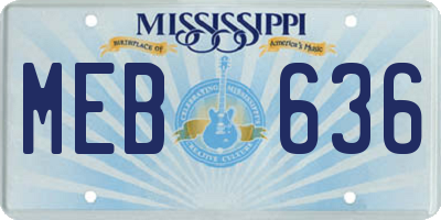 MS license plate MEB636