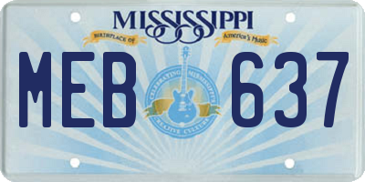 MS license plate MEB637