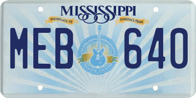 MS license plate MEB640