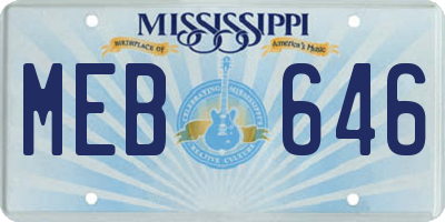 MS license plate MEB646
