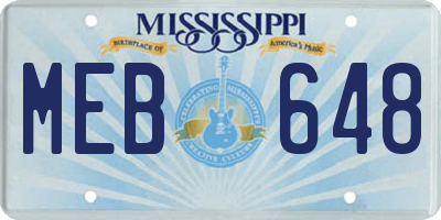 MS license plate MEB648