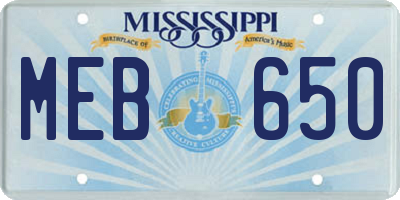 MS license plate MEB650