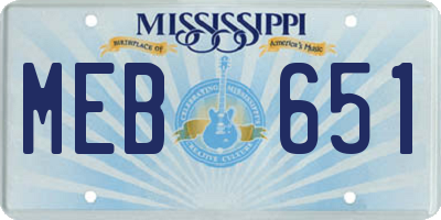 MS license plate MEB651