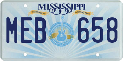 MS license plate MEB658