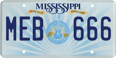 MS license plate MEB666