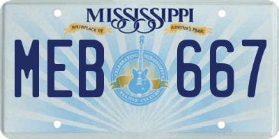 MS license plate MEB667
