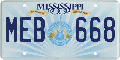 MS license plate MEB668