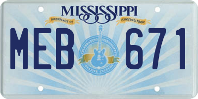 MS license plate MEB671
