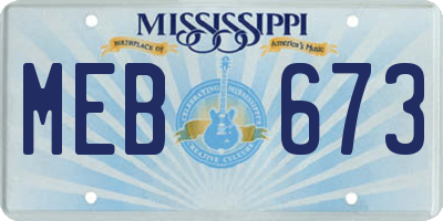 MS license plate MEB673