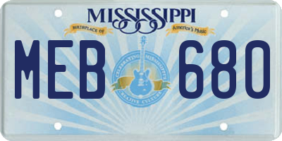 MS license plate MEB680