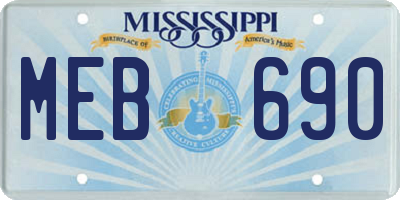 MS license plate MEB690