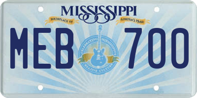 MS license plate MEB700