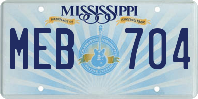 MS license plate MEB704