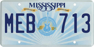 MS license plate MEB713