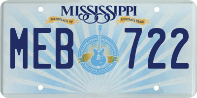 MS license plate MEB722