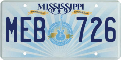 MS license plate MEB726