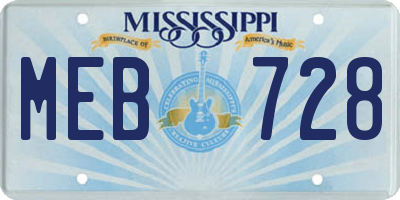 MS license plate MEB728