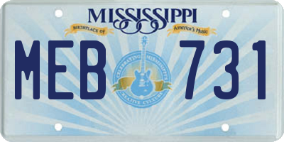 MS license plate MEB731