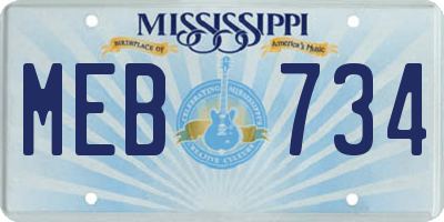 MS license plate MEB734