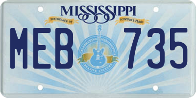 MS license plate MEB735