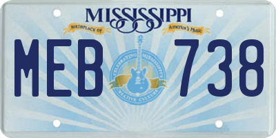 MS license plate MEB738