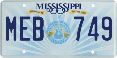 MS license plate MEB749