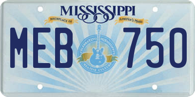 MS license plate MEB750