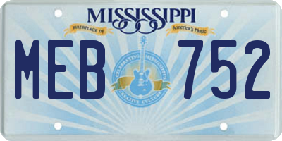 MS license plate MEB752
