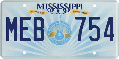 MS license plate MEB754