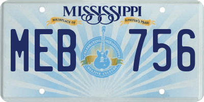 MS license plate MEB756