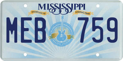 MS license plate MEB759