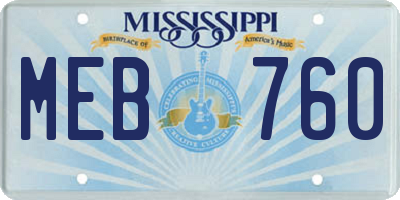 MS license plate MEB760
