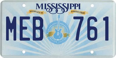 MS license plate MEB761
