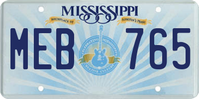 MS license plate MEB765