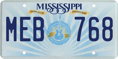 MS license plate MEB768