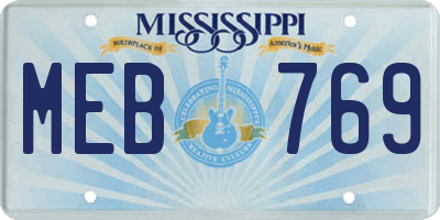 MS license plate MEB769