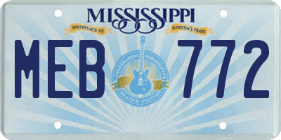 MS license plate MEB772