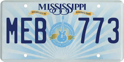 MS license plate MEB773