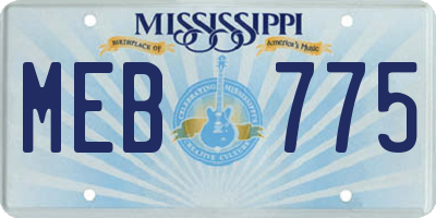 MS license plate MEB775