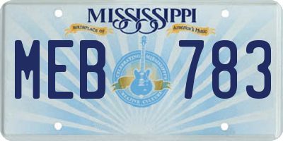 MS license plate MEB783
